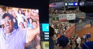 Empresario y activista Jaime Vargas proyectado en pantalla gigante en estadio de los Yankees